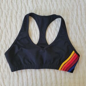 Aviator Nation 4 Stripe V-Cut Sports Bra Size S